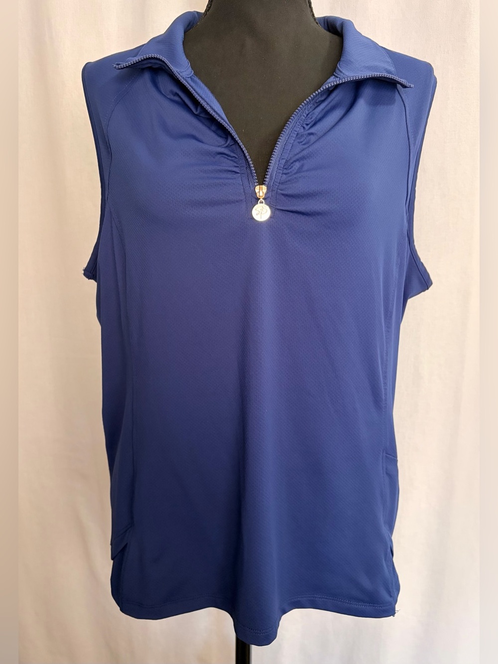 Stella Parker Sport XL Extra Large Quarter Zip Tank Top Sleeveless Ruched Front